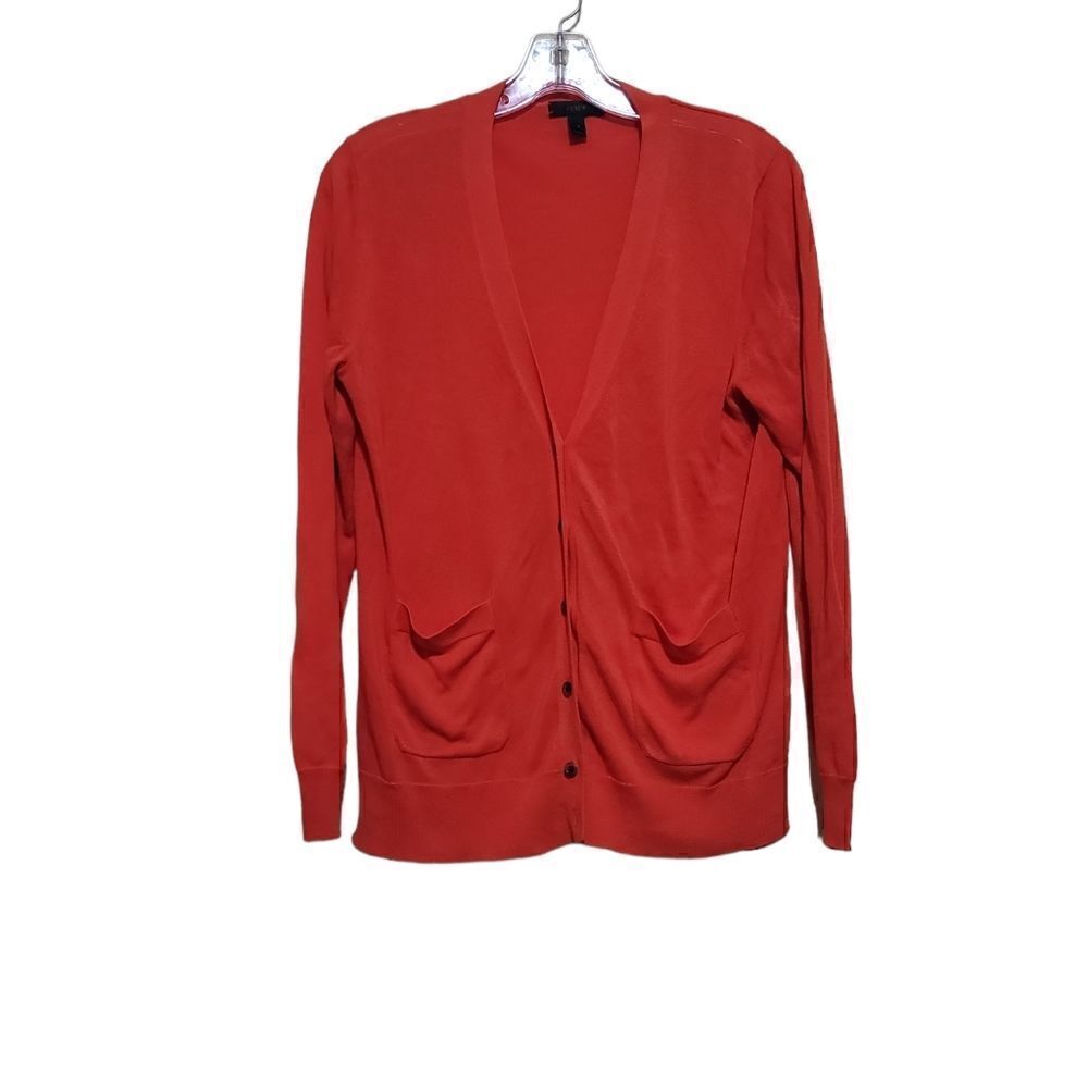 J.Crew Orange LongSleeve Cardigan Sweater Sz Small